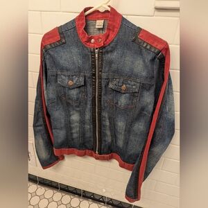 Vintage VAKKO Denim And Leather Brazilian Motorcycle 🏍️ Jacket Large